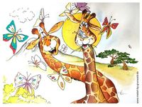 Comic &gt; Giraffentanz &gt; lustige Giraffenzeichnung