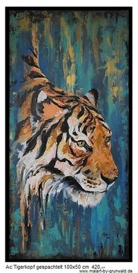 Tigerkopf gespachtelt, Acryl, Ani(Mal)-Art